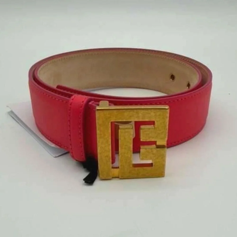 Balmain Pink Leather B-Belt with Gold-Tone Hardware – 75cm – Brand New with Tags